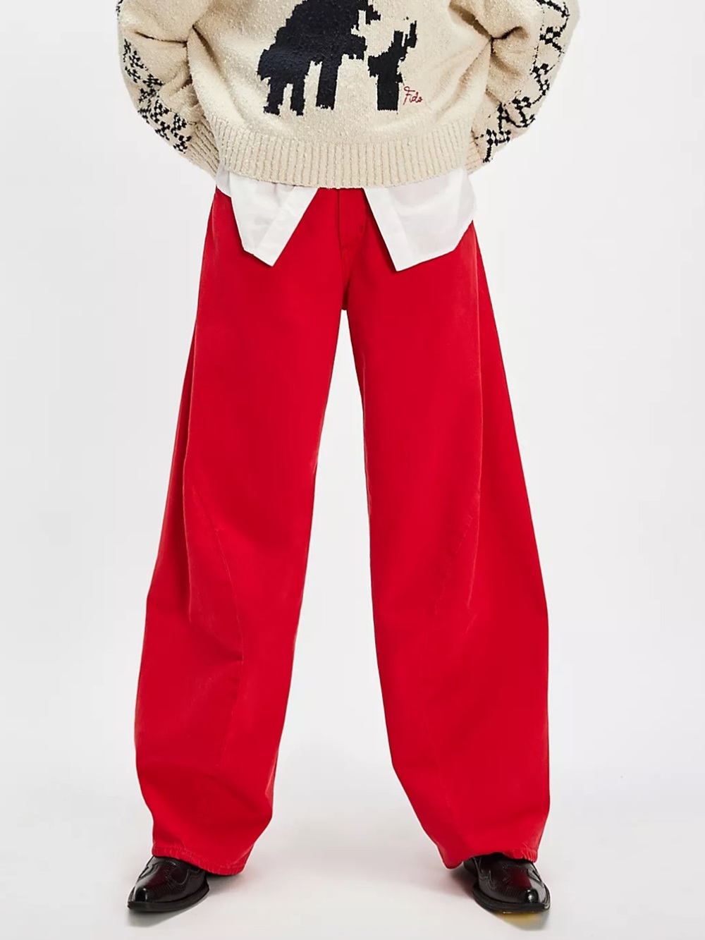 Agolde twist jeans tomato red cotton wide leg jeans